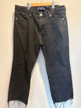 GAP Kick Fit Black Frayed Hem Jeans